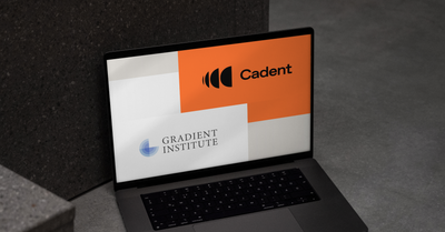 Cadent and Gradient Institute logos side by side on a laptop
