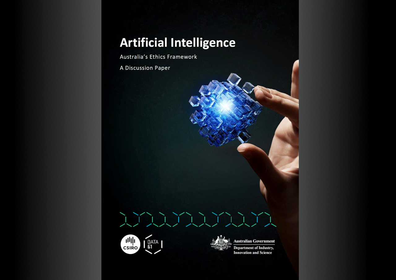 Front cover of the AI Ethics Framework discussion paper